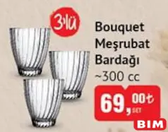 PAŞABAHÇE BOUQUET MEŞRUBAT BARDAĞI 300 CC 3'LÜ